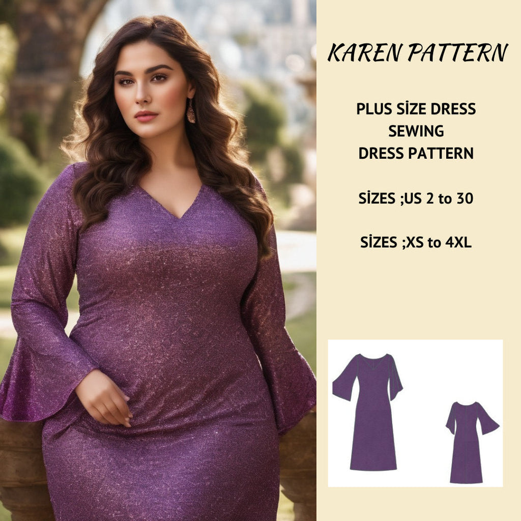 Evening Maxi Dress Sewing Pattern PDF XS-4XL