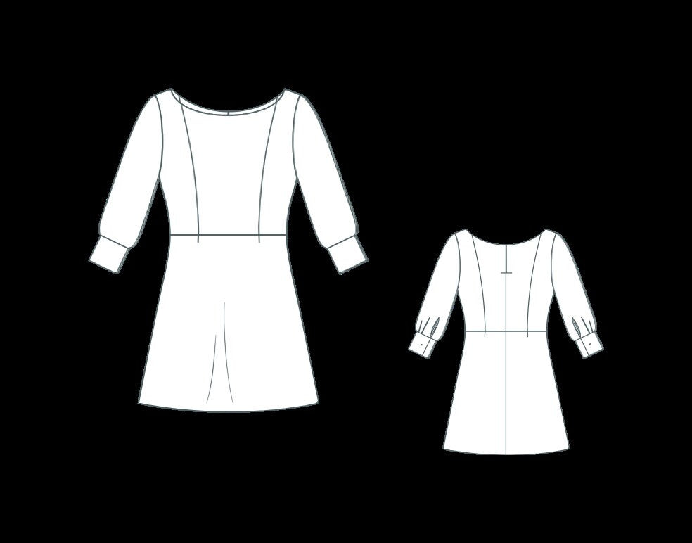 Boat Neck Linen Mini Dress Sewing Pattern PDF XS-4XL
