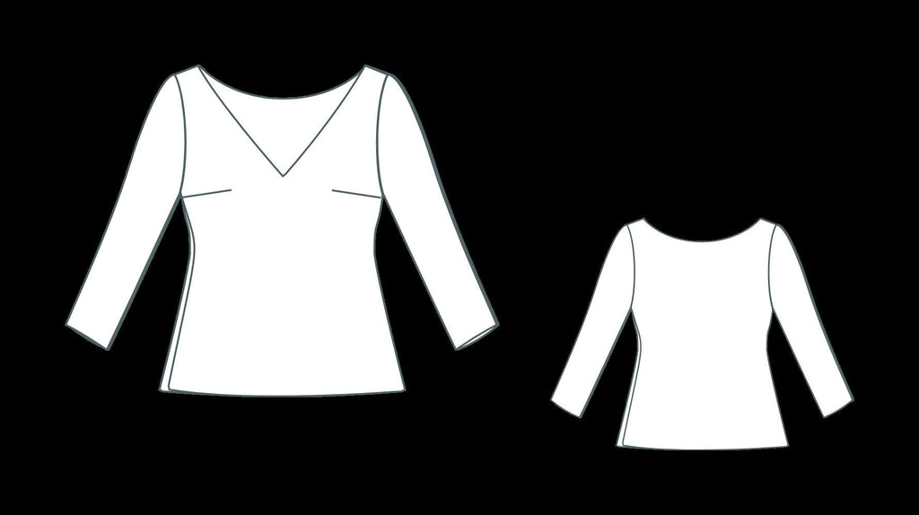 V-Neck Long Sleeve Blouse Sewing Pattern PDF XS-4XL