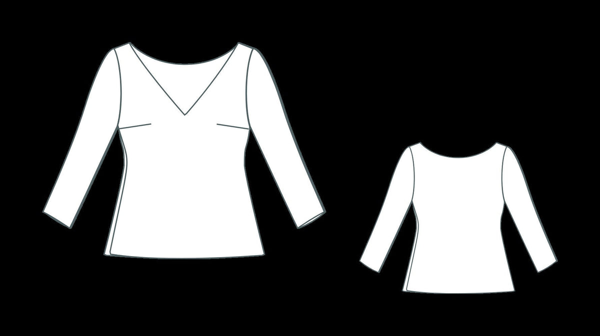 V-Neck Long Sleeve Blouse Sewing Pattern PDF XS-4XL