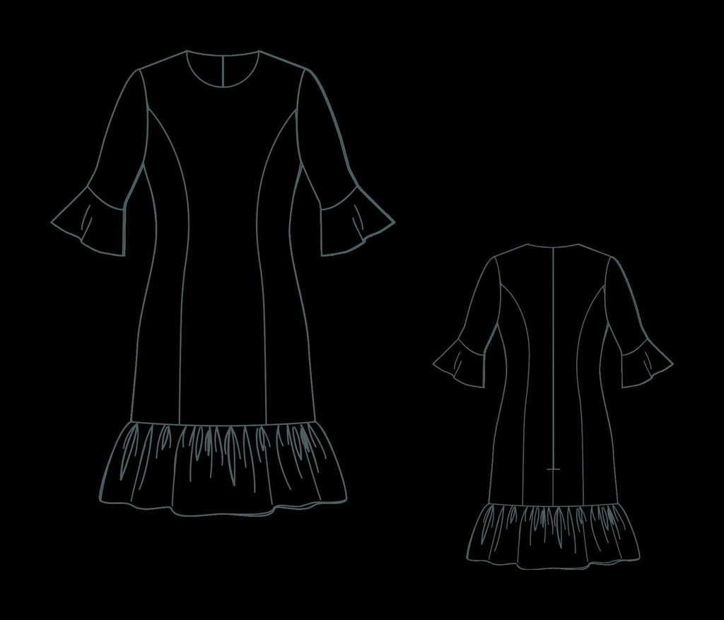 A-Line Mini Ruffle Dress Sewing Pattern PDF XS-4XL