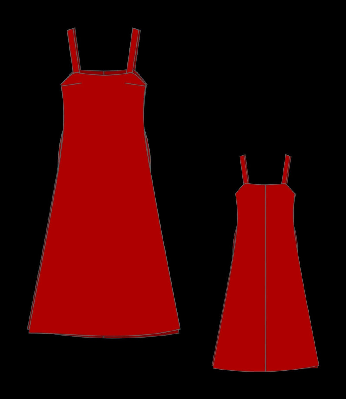 Trapeze Midi Pinafore Dress Sewing Pattern Linen Overall PDF XS-4XL