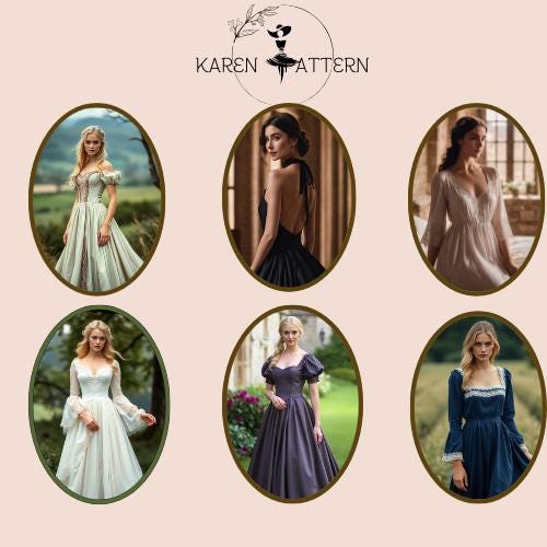 Renaissance Medieval Dress Sewing Pattern Off Shoulder Maxi PDF