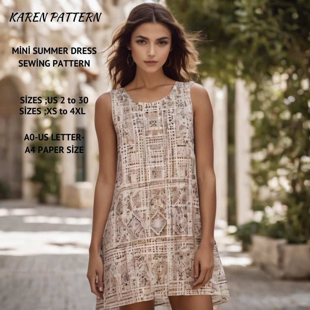 Loose Fit Sleeveless Dress Sewing Pattern PDF XS-4XL