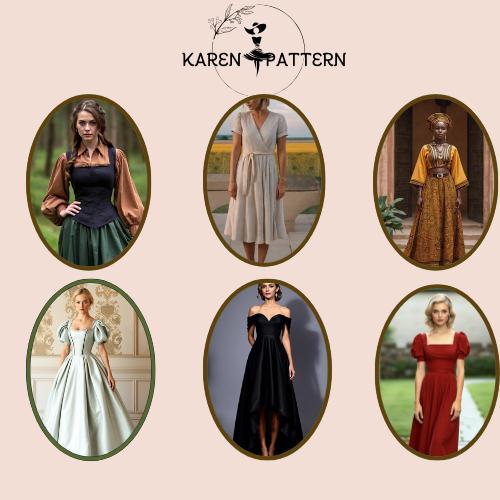 One Shoulder Wedding Dress Sewing Pattern Bodycon Maxi Gown PDF XS-4XL