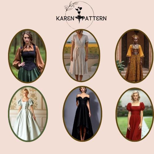 Trapeze Midi Pinafore Dress Sewing Pattern Linen Overall PDF XS-4XL