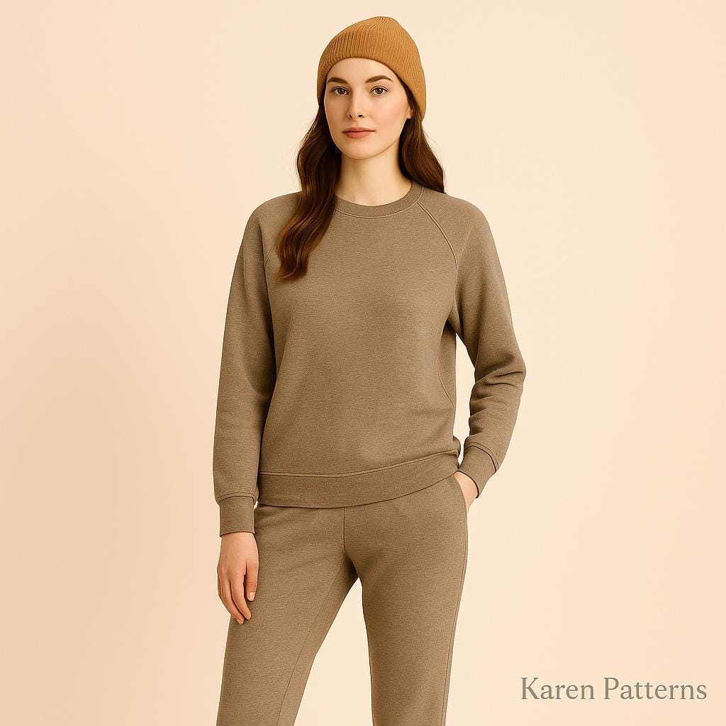 Raglan Sleeve Sweatshirt Sewing Pattern PDF XS-4XL