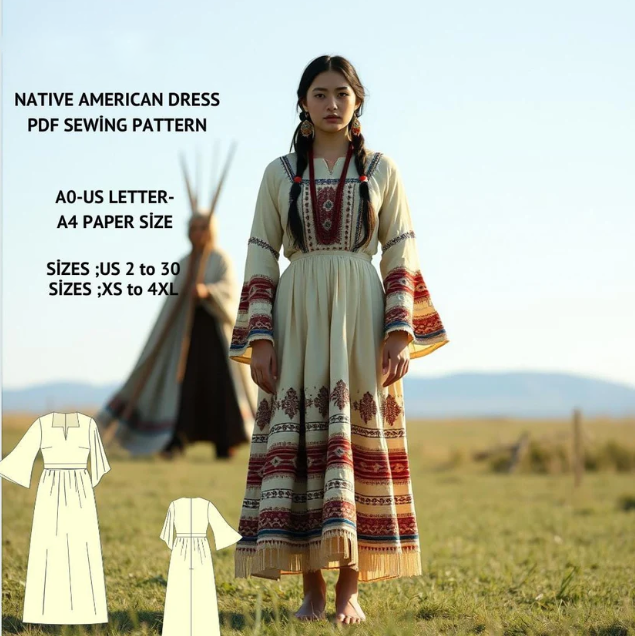 Boho Bell Sleeve Maxi Dress Sewing Pattern PDF
